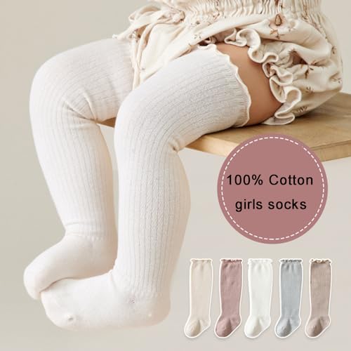 Baby Girls Socks,Toddlers Ruffle Sock,Girl's Knee-High Stockings, Kids Cozy Warm Solid Color Long Socks2