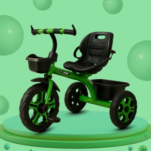 Image of Maanit Kids Tricycle with Rear & Front Basket | Comfortable Cushioned Seat with Safety Belt | Baby Trike for Boys & Girls Ages 2 to 4 Years | Sturdy & Safe Tricycle