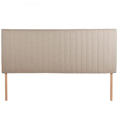 MG Design Tête de lit pour lit 160 x 60 cm rembourrée Beige avec Pieds en Bois – Appui-tête Facile à Monter, en tressage Doux, avec Rembourrage...
