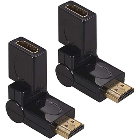 Warmstor 2 Pack Gold Plated HDMI Adapter, HDMI Male to Female Connector HDMI Cable Extender Support 90 180 360 Degree Free Rotation Cover