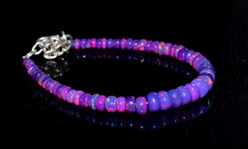 Bracelet opale violette anti-allergie en argent sterling 925 - 5