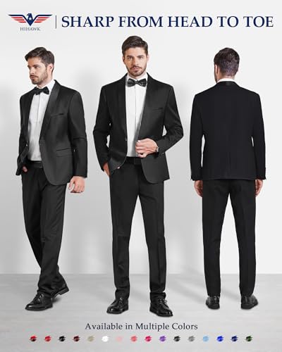 Hihawk Men's Casual Slim Fit Blazer, One Button Shawl Lapel Jacket, Lightweight Tuxedo for Dinner Prom Party Wedding2