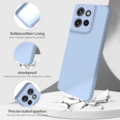 Image of DIZORO Microfiber Candy Case for Motorola Edge 50 Neo 5G Smooth Touch Cushion Liquid Soft Silicone Gel Rubber Phone Cases Non-Slip Full Body Protective Shockproof Back Cover - Carolina, Blue