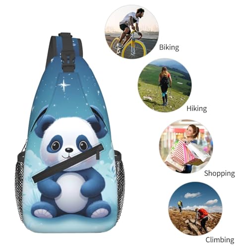 Mochila tipo sling con diseño de panda, ajustable y ligera miniatura 6