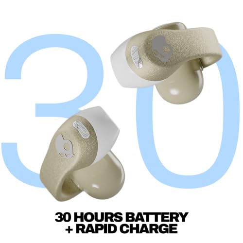 Image of Skullcandy Push 720 Open Wireless Open Ear Bluetooth Earbuds, Headphones, Waterproof, Clip-On Lightweight Design, 30 Hours Battery, Wireless Charging Pouch, Microphone for iPhone Android - Glimmer