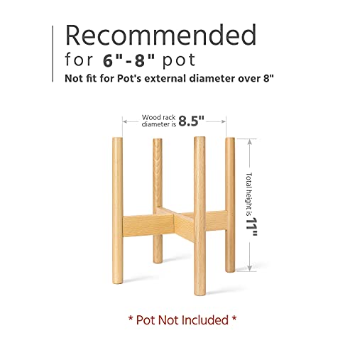 Image of Mkono Plant Stand Mid Century Wood Flower Pot Holder (Plant Pot NOT Included) Modern Potted Stand Indoor Display Rack Rustic Decor, Up to 8 Inch Planter, Natural