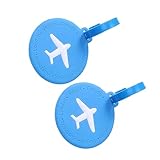 FOMIYES 2pièces Étiquettes Bagages Rondes Silicone Avec Motif Avion Porte-adresse Pour V...
