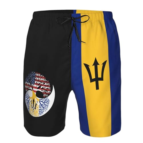 Men's Vintage America Barbadians Barbados Tree Flag Board Shorts Swim Trunks