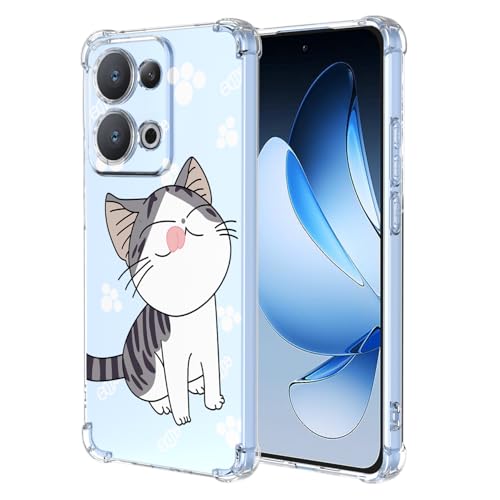 Clear Cover per Oppo Reno 13 5G Motivo Carino Gatto Custodia Trasparente Antiurto Morbido Bumper Case - Cat tpu