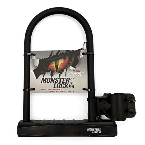 Monster Lock Heavy Duty Bike U-Lock with Mount & 2 Keys