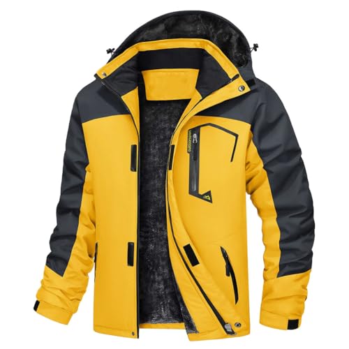 Veste de ski chaude pour homme veste de montagne jaune et gris S