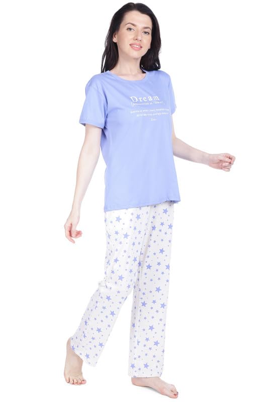 Image of Bedtime story Cotton Night Suit for Women Girls | Women's Cotton Printed Pant & Top Night Suit Set Pyjama Set Sleepwear Nightwear Nightdress Loungewear