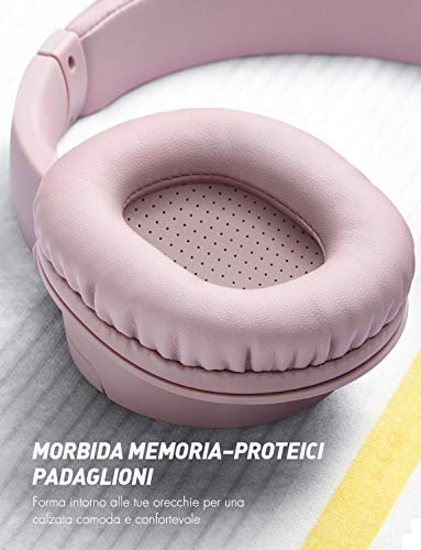 Mpow H7 Cuffie Bluetooth, Cuffie Over Ear Comode, Cuffie Bluetooth Wireless con Microfono CVC6.0, Cuffie Audio Hi-Fi Padiglione Super Morbido per Corso Online/TV/Cellullari/PC