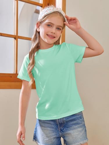 Image of Girls Short Sleeve T Shirts Kids Summer Tops Crewneck Tees 5-14 Years