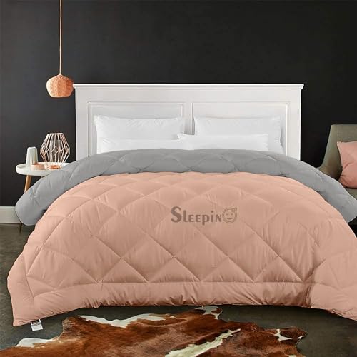 Image of 600 GSM Heavy Winter Single Bed Comforter | Microfiber, Breathable, Reversible,Soft, Lightweight & Machine Washable Comforter for Single Bed 60x90 Inch - PeachSilver
