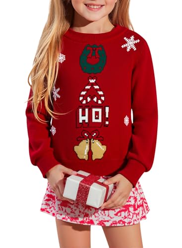 Girls Christmas Sweaters Kids Sweater Holiday Winter Pullover Crew