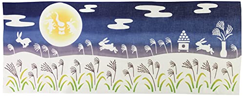 プレーリードッグ 手ぬぐい ススキにうさぎ 日本製 綿100% 注染 タペストリー 掛け軸 サイズ:約33×90cm