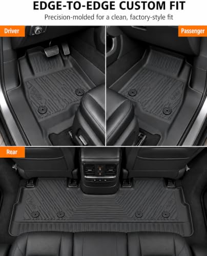 Image of Floor Mats for Ford F150 2015-2026 & F-150 Lightning 2022-2026 SuperCrew, Rear Without Fold Flat Storage, TPE All Weather Custom Fit Floor Liners, Front & Rear 3PCS, Black