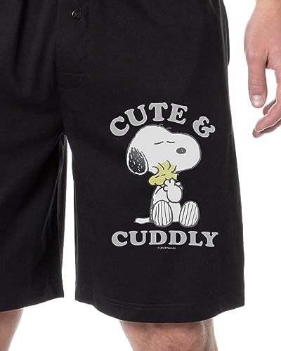 Peanuts Mens' Snoopy Woodstock Cute and Cuddly Sleep Pajama Shorts for Adults2