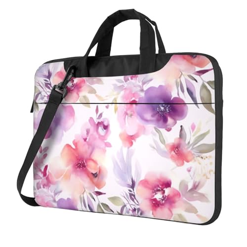 Sacoche ordinateur portable aquarelle florale bandoulière rembourrée
