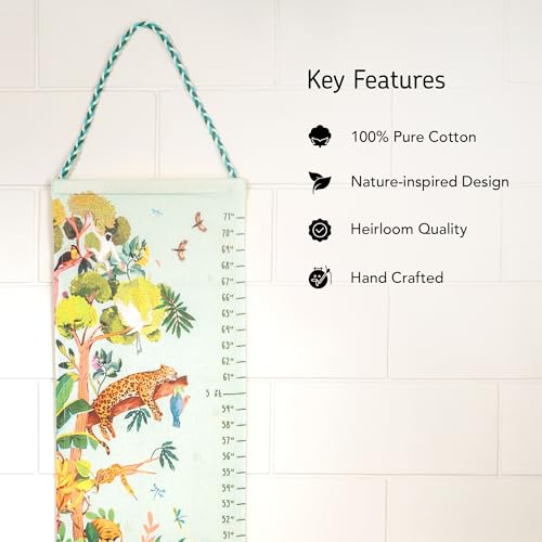 Image of ZOOKEEPER Height Chart for Kids (19 inch-72 inch) Premium Canopy in Kanha Durable Cotton Wall Hanging Growth Measuring Ruler for Baby Room, Nursery and Playroom Cute Home Wall Decor and Perfect Gift for Boys and Girls