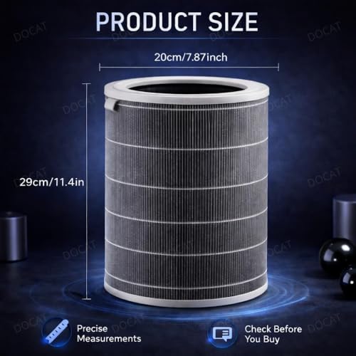 Image of HEPA Filter for Air Purifier Compatible with Xiaomi Mi Air Purifier 1 /2 /3 /2S /2H /3H /3S Pro, RFID Chip Enabled Activated Carbon Filter Replacement, Removes PM2.5, Dust, Smoke, Odour & Allergens