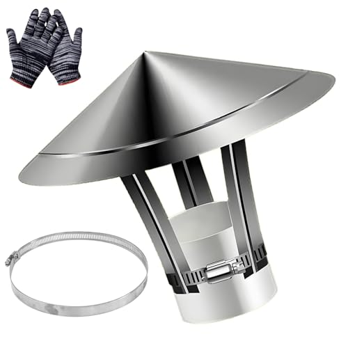Sombrerete Chimenea Para Tubo 60 100 180 200 250 300mm Tapa de lluvia para techo de Acero Inoxidable 201 Cubierta de Escape Tubo de Estufa Exterior(110 mm/4.33 in)