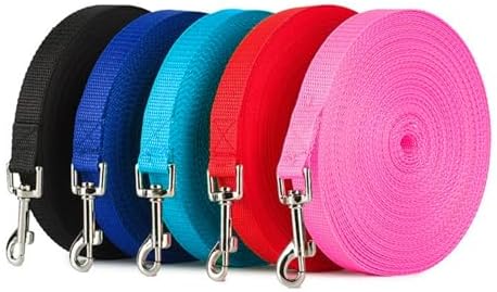 15 FT Nylon Dog Training Leash for Small Medium Large Dogs, Long Puppy Lead for Obedience Recall Training, Camping, Black