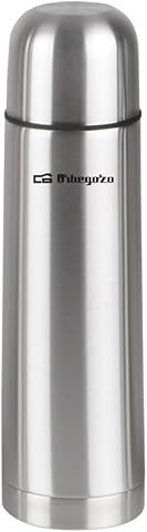 Orbegozo TRL 560, Termo para líquidos, 500 ml de Capacidad, tapón con pulsador dosificador, Acero Inoxidable, Mantiene Caliente 12 Horas, Mantiene frío 24 Horas, Color Plata