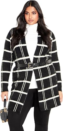 Image of Avenue Women's Plus Size Emily Check Coatigan