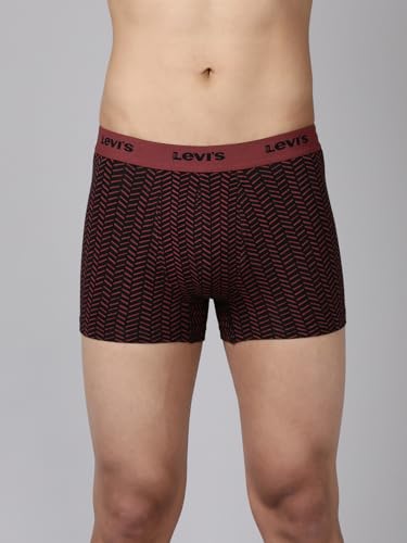 Image of Levi's 022 Trunk for Men | Cotton Stretch Fabric | Printed Men's Underwear | Anti-Roll Waistband | Extra Supportive Gusset | Functional Fly | No Ride-Up | Mid Length Fit | Tagless | Pack of 3