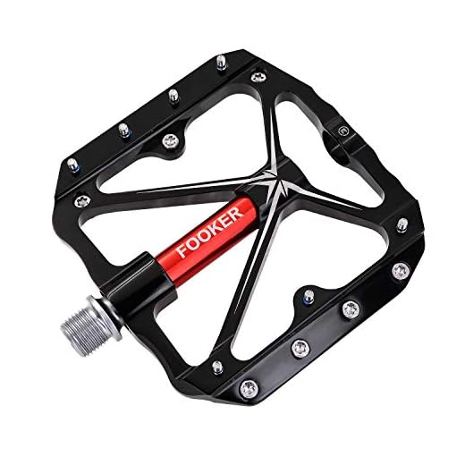 FOOKER Mountain Bike Pedals Non-Slip Bike Pedals Platform Bicycle Flat Alloy Pedals 9/16 Needle Roller Bearing