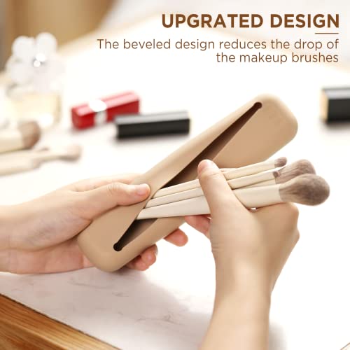 Wekin Makeup Brush Holder Travel, Silicone Portable Soft Cosmetic Brush Organizer Case Bag For Daily, Work, Gift，Business Cute Make-Up Brushes Storage Tools For Vanity #TOP2