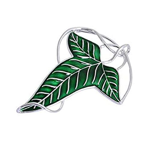 Broche/colgante élfico de hoja verde de Lorien de «El Señor de los anillos»