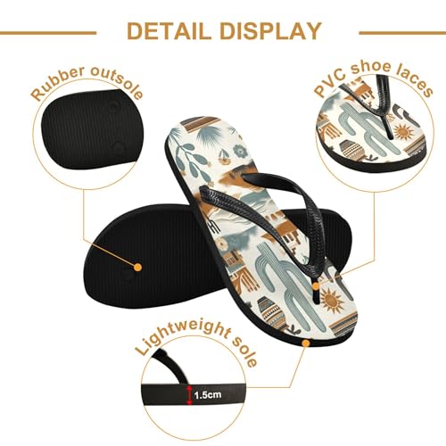 Burbuja Western Desert Pattern Flip Flops for Women Men, Soft Thong Sandals Rubber Slippers for Pool Beach Essentials3