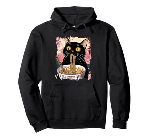 Gato Kawaii Con Ramen ラーメン Anime Estética Comida Japonesa Sudadera con Capucha