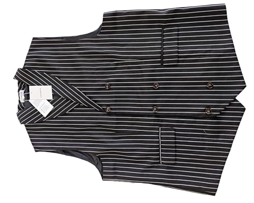 GATMSTZ Men Formal Double Breasted Pinstripe Groom Vest Slim Business Waistcoats(Black,XXXL)2