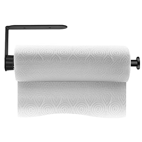 LYTGTOP Küchenrollenhalter Ohne Bohren Schwarz, Küchenrollenhalter Wand mit Dämpfungseffekt, Wandrollenhalter Küche mit 3M und Schrauben, Halter für Küchenrolle für Küche, Waschbecken, Badezimmer Cover