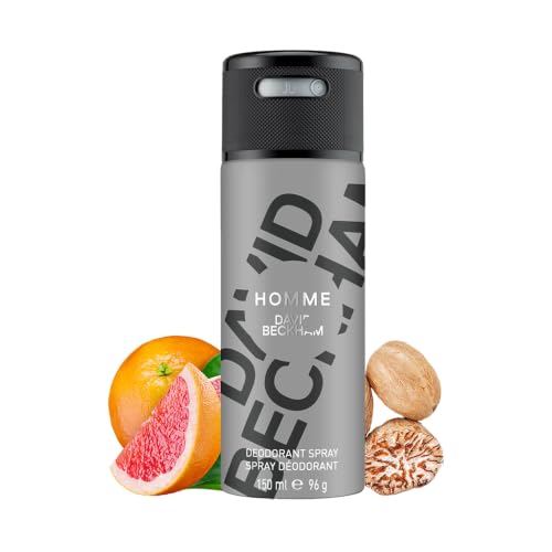 Image of David Beckham Homme Deodorant Spray for Men | Citrus, Ginger & Black Pepper | Leather & Cashmere Wood Fragrance | 150ml