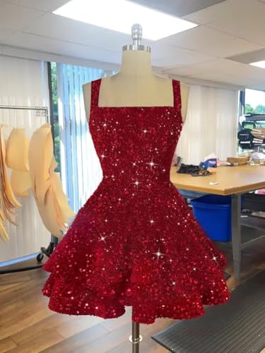 Short Homecoming Dresses for Teens Sparkly Sequin Spaghetti Strap Short Prom Dress Sweet 16 Cocktail Party Gown4