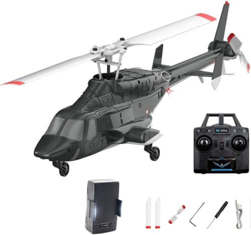 Goekhyrani RC Helicopter Model, A61 1/53 Scale Air-Wolf 2.4G 4CH Single Rotor RC Plane with Optical...