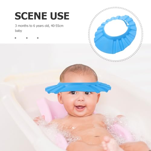 Image of ibasenice Baby Shower Cap Adjustable Shampoo Shield Hat for Hair Washing Soft Elastic Bathing Cap with Water Flow Slots Protects Eyes and Face Fits Ages 3 Months to 6 Years