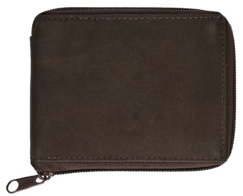 MARSHAL Genuine Leather Men's Zipper Zip-Around Organizer Bifold Wallet Black Brown Tan!4