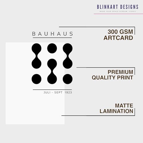 Image of BLINKART Vintage Bauhaus Retro Geometric Aesthetic Poster Gallery | Colorful Wrap Framed For Home Office Studio Living Room Modern Art Studio Decoration Abstract Shapes | (d98) | 13x10 Inch