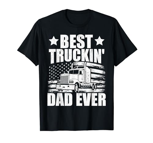 Best Truckin Dad Ever Big Rid Truck Father's Day USA Flag Maglietta