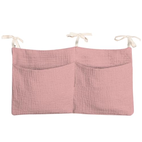 Image of zonBroth Dormitory Bed-Bunk Organizing Bag Nappy-bags Organizer Bedside Hanging Bags Milk Bottle Bib-Storage Bag Crib Organizer Bag Baby Nappy-Bag cotton (pink)