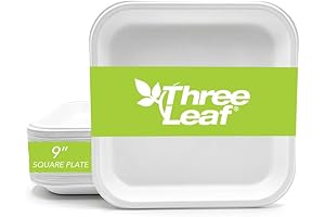Three Leaf 9" Bagasse Square Plate: The Natural, Eco-Friendly, and Durable Choice...