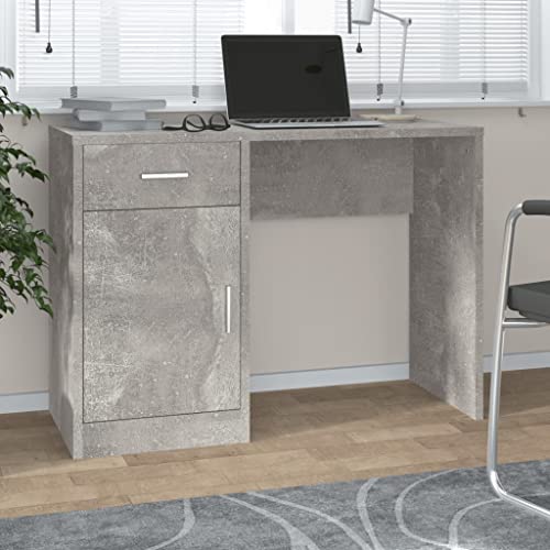 Bureau compact gris béton avec rangements pour libérer de l'espace de travail - 2
