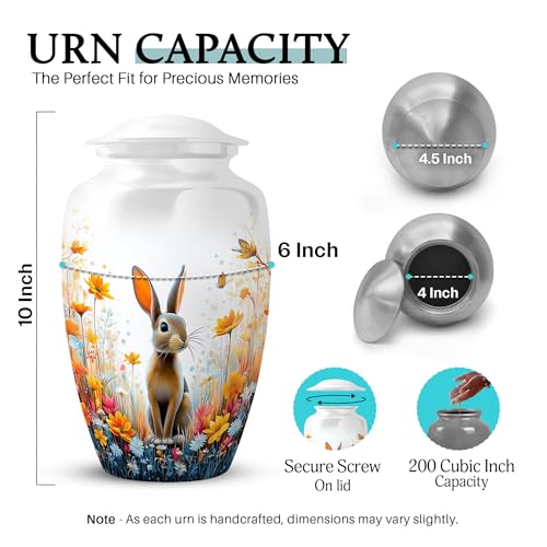 Image of Rabbit Urn - Keepsake for Ashes - Combo 2 - Large with 3 Inch Pack of 2 - Burial Memorial Urns - Human Remains Urn - Decorative Keepsake Urns Ash