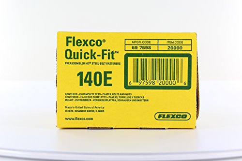Flexco 140E Box Quick-Fit (tm) Bolt Solid Steel Plate Fastener (25 Sets Pre-Assembled Bottom Plates- Piloted Bolts) for Splicing Conveyor Belting Rubber, urethan, Polyurethane, Neoprene Rolls